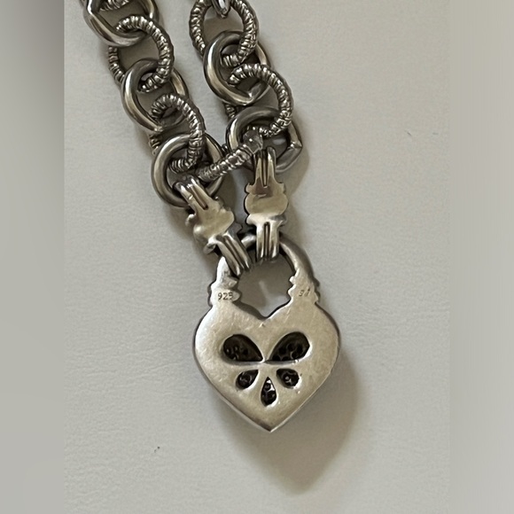 Sterling Silver Diamond Heart Charm Toggle Bracelet - Picture 3 of 10